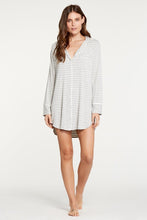 Load image into Gallery viewer, Augustine Shirt Dress- Heather Grey Stripe