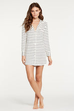 Load image into Gallery viewer, Augustine Shirt Dress- Ivory/Black Stripe