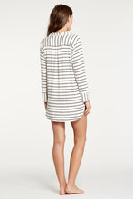 Load image into Gallery viewer, Augustine Shirt Dress- Ivory/Black Stripe