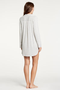 Augustine Shirt Dress- Heather Grey Stripe