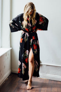 Audrey Robe - Black Floral