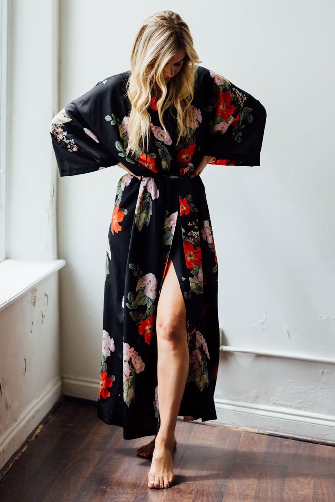 Audrey Robe - Black Floral