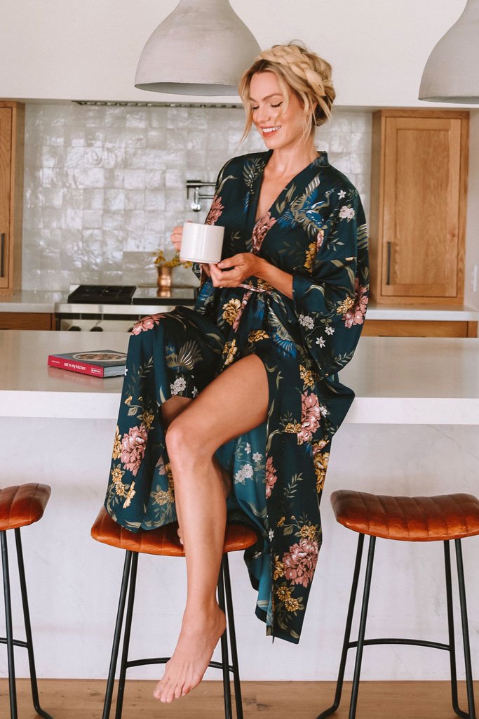 Audrey Robe - Blue Swan Floral