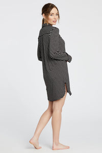 Augustine Shirt Dress- Black/White Stripe