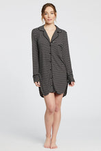 Load image into Gallery viewer, Augustine Shirt Dress- Black/White Stripe
