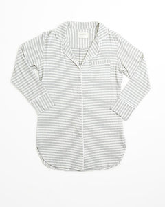 Augustine Shirt Dress- Heather Grey Stripe