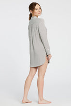 Load image into Gallery viewer, Augustine Shirt Dress- Off-White/Chocolate Stripe

