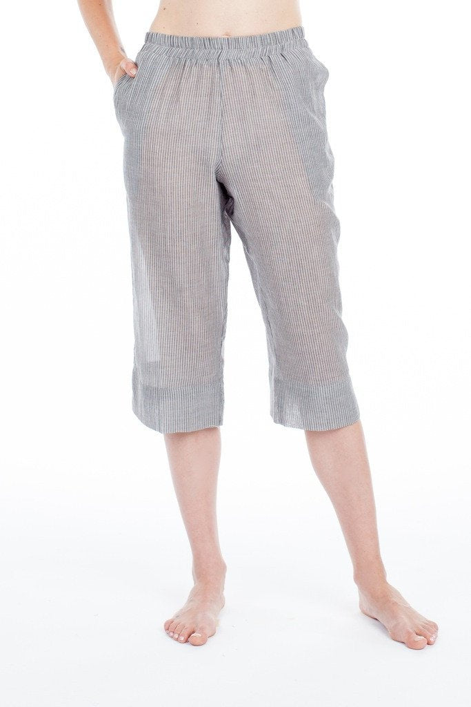 Capri Bottoms - Grey Pinstripe