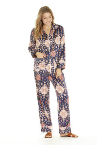Brigette Blouse - Red and Navy Print
